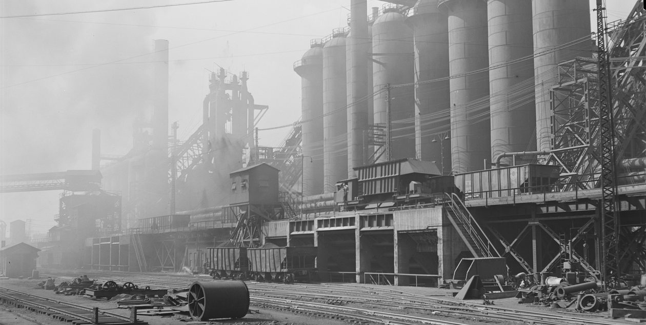 Blast furnaces at a steel works