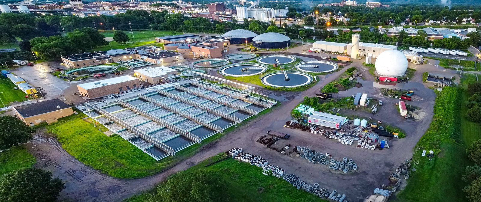 Aerial view of a water treatment facility